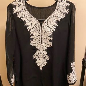 Indian Pakistani Desi Kurta Shirt w/Embroidery